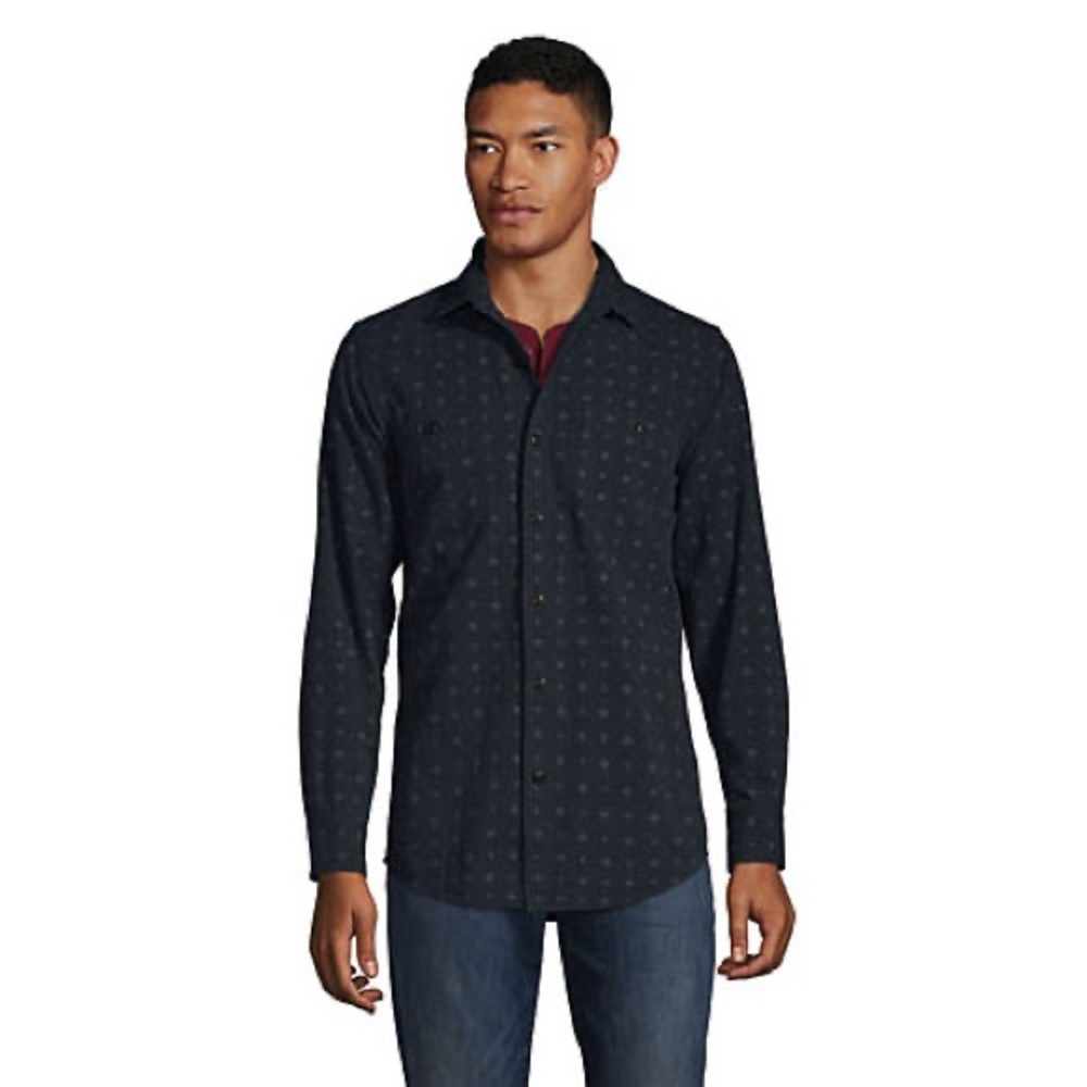 Blake Shelton x Lands' End Men's Traditional Fit Chambray Work Shirt Size L NWT - Picture 2 of 6